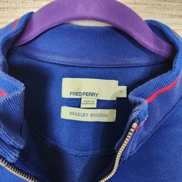 Fred Perry Bradley Wiggins Track Jacket Men's Size M Blue Red Stripe Full Zip - Picture 7 of 16